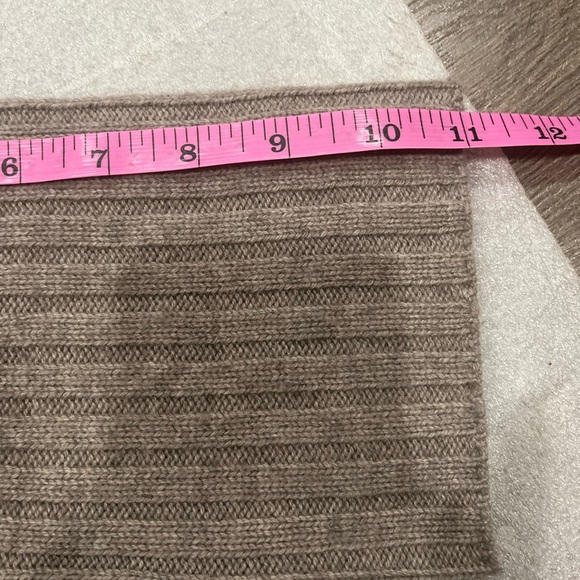 [XS]Repeat Oats Tan Funnel Neck Wool Cashmere Relaxed Fit SS Sweater - Picture 8 of 9